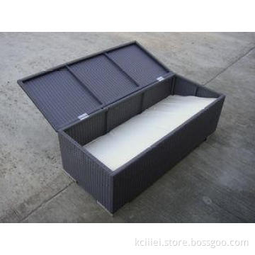 All Weather Resin Wicker Storage Box For Outdoor Garden / P